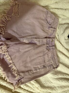 wild fable Lavender High-Rise Frayed Denim Shorts
